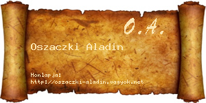 Oszaczki Aladin névjegykártya